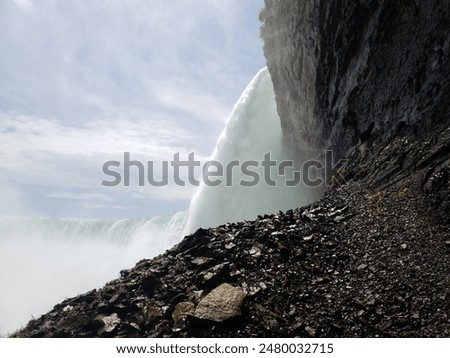 Side of waterfall and rocks