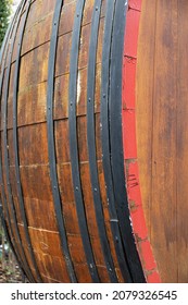 
Side Of Wine Barrel Close Up Background 