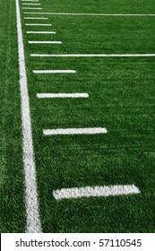 Sideline on American Football Field with Hash Marks