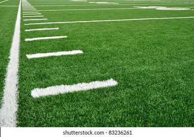 Sideline on a American Football Field with Hash Marks