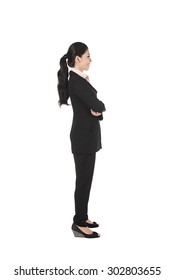 Sideview Of Asian Business Woman Isolated Over White Background