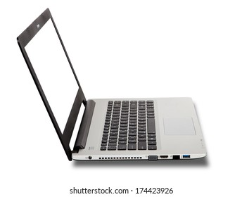 Sideview Modern Laptop On White Background