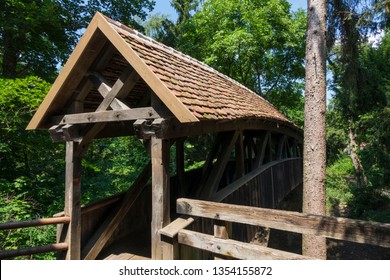 Sideview Of Wooden Covered Bridge During Sunshine