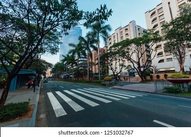 Sidewalk Along Makati Avenue In Makati City, Philippines