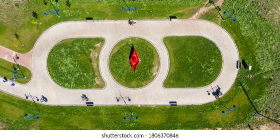 Sidewalk And Bike Path, Top View