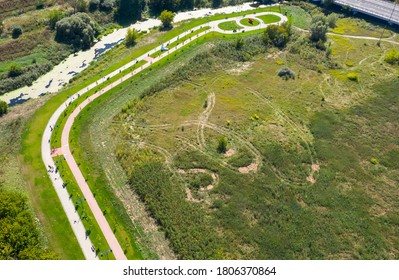 Sidewalk And Bike Path, Top View