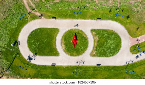 Sidewalk And Bike Path, Top View