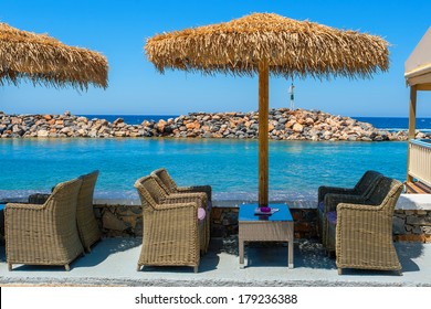 Sidewalk Cafe In Sissi. Crete, Greece