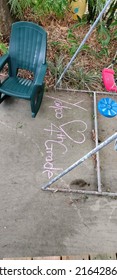 Sidewalk Chalk Drawing, Next To A Swing Set, Congratulating A Fourth Grader