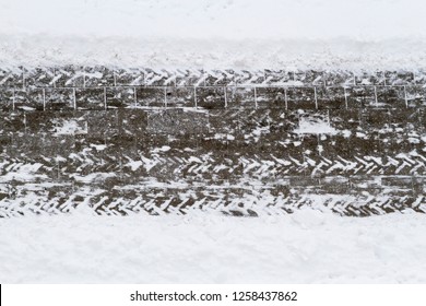 Sidewalk Cleared From Snow, Top View