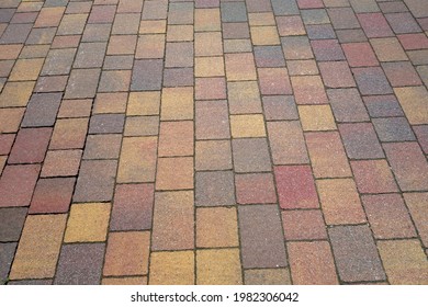 Sidewalk Of Colorful Paving Stones As Background Texture