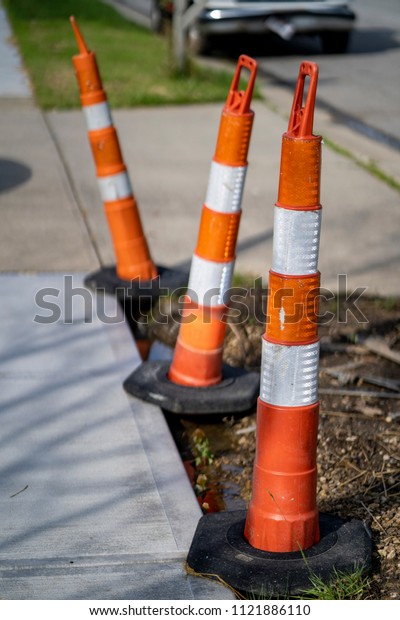 Sidewalk Construction Traffic\
Cones