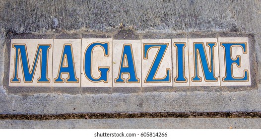 Sidewalk Sign For Magazine Street In New Orleans, Louisiana