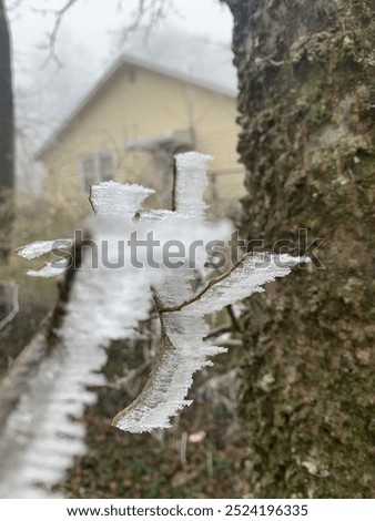 Sideways icicles caused by wind in Sewanee, Tennessee. Shot on iPhone.