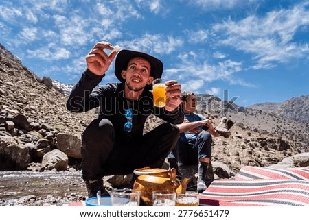 Sidi Chamharouch, drinking mint tea, Toubkal National Park, morocco, africa