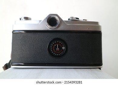 SIDOARJO, INDONESIA - May 05, 2022: The back of the Minolta SR-1, a vintage 35mm analog film camera, launched in 1966.