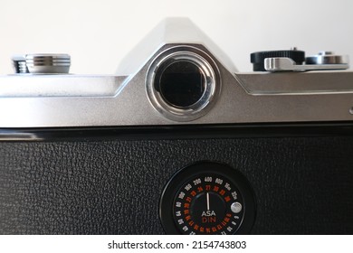 SIDOARJO, INDONESIA - May 05, 2022: The back of the Minolta SR-1, a vintage 35mm analog film camera, launched in 1966.