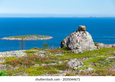 Siedi Rocks Holy For Sami Culture, During Arctic Summer On The Kuzov Island, Republic Of Karelia, Russia