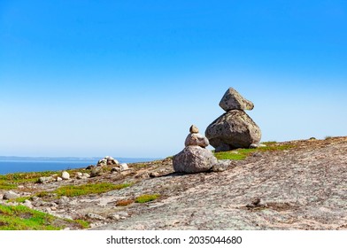 Siedi Rocks Holy For Sami Culture, During Arctic Summer On The Kuzov Island, Republic Of Karelia, Russia