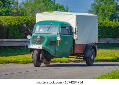 Sielmingen, Germany - May 1, 2019: Tempo Hanseat German Oldtimer Tricycle Truck At The 15. Sielminger Oldtimerfest Event.