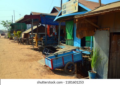 SIEM REAP CAMBODIA MARCH 30: Typical Homes On Stilts On The Bank Of The Tone Sap River On March 30 2013 In Siem Reap Cambodia