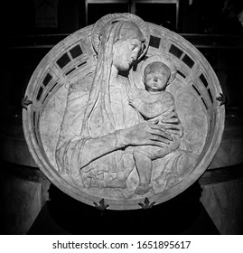 Siena, Italy, April 17, 2019 - Donatello, Madonna Del Perdono (1457), Tuscany