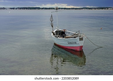 Sierksdorf, Germany - September 19, 2022: Small Wooden Fishing Boat Named Sierksdorf At The German Baltic Sea Coast In The Bay Of Lübeck (Lübecker Bucht)