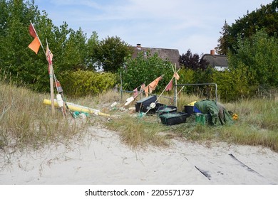 Sierksdorf, Germany - September 23, 2022: Fishing Equipment At The German Baltic Coast In The Bay Of Lübeck