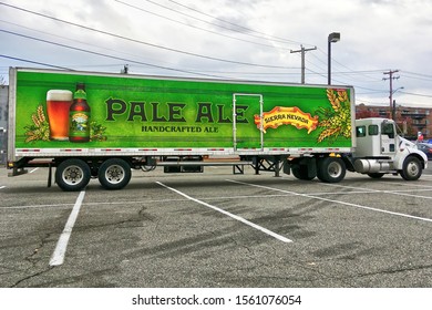 Sierra Nevada Brewery Pale Ale Beer Delivery Truck, Revere Massachusetts USA, November 11, 2019