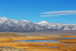Sierra Nevada Mountains In California, USA. Early Winter Season.