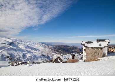 Sierra Nevada Ski Station And National Park And Veleta Peak (3.396 Mts.). Granada, Andalusia,Spain