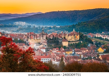 Similar – Image, Stock Photo Autumn colours in Citadel park in Ghent, Flanders region, Belgium. Belgian landscape in November. Red-orange-yellow leaves. Romantic and idyllic scenery