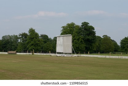 Sight Screen On A Village Cricket Pitch In Rural Cheshire, England, UK