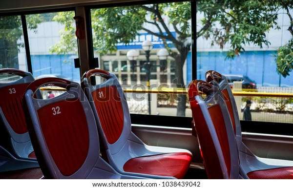 Sightseeing bus inside the\
chair