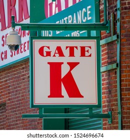 A Sign Above An Entry Gate To The Baseball Park In Boston