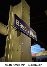 Sign Of Basel At The SBB Railway Station