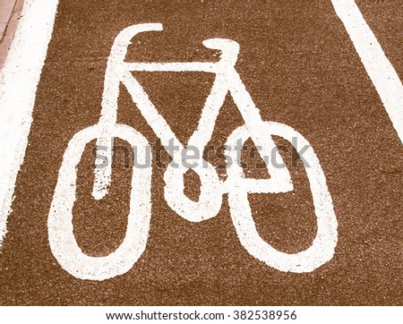  Sign of a bike or bicycle lane vintage