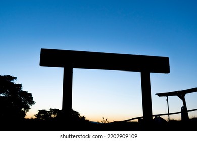 Sign Board In Backlit In A Sunset With Beautiful Sky