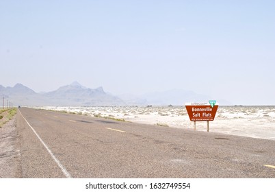 Sign for the Bonneville Salt Flats, a densely packed salt pan in Utah. The public land is managed by the Bureau of Land Management and known for land speed records at the "Bonneville Speedway". - Powered by Shutterstock