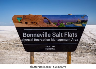 Sign Bonneville Salt Flats International Speedway. Utah. USA.  - Powered by Shutterstock