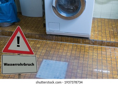 Sign Burst Water Pipe German 