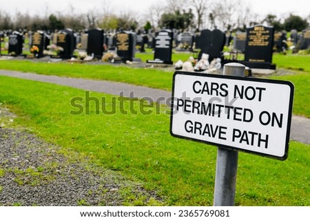 Sign in cemetery 