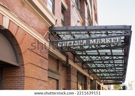 The sign of Chelsea Market at New York city ストックフォト © 