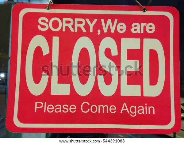 Sign Closed Business On Glass Door Stock Photo Edit Now