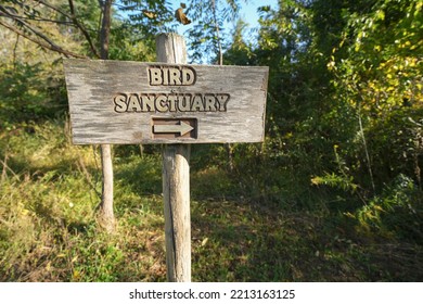 Sign Directing Visitors To A Bird Sanctuary Area In Hanover, Pa. 