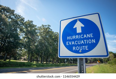 A sign directs hurricane evacuees to safety.