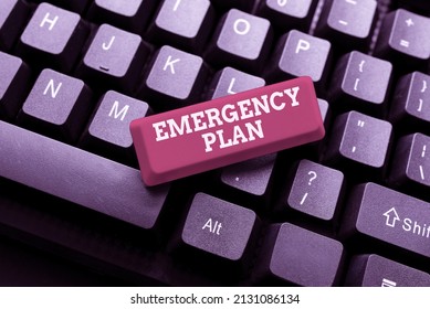 Sign displaying Emergency Plan. Concept meaning instructions that outlines what workers should do in danger Typing Product Title And Descriptions, Entering Important Data Codes - Shutterstock ID 2131086134
