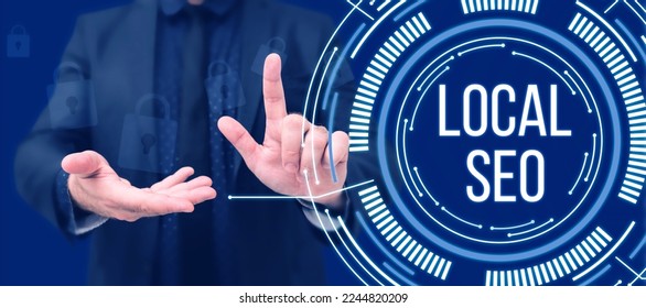 Sign displaying Local Seo. Conceptual photo This is an effective way of marketing your business online - Shutterstock ID 2244820209