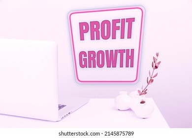Sign displaying Profit Growth. Business overview Objectives Interrelation of Overall Sales Market Shares Tidy Workspace Setup, Writing Desk Tools Equipment, Smart Office - Shutterstock ID 2145875789