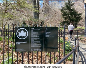 The Sign At The Entrance To Morningside Park On Morningside Avenue In Harlem, New York City